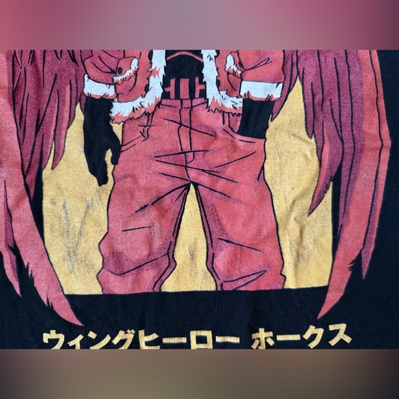 My Hero Academia Hawks T-Shirt Wing Hero Graphic Anime Black Medium Funimation - Picture 3 of 7